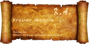 Kreiner Antónia névjegykártya